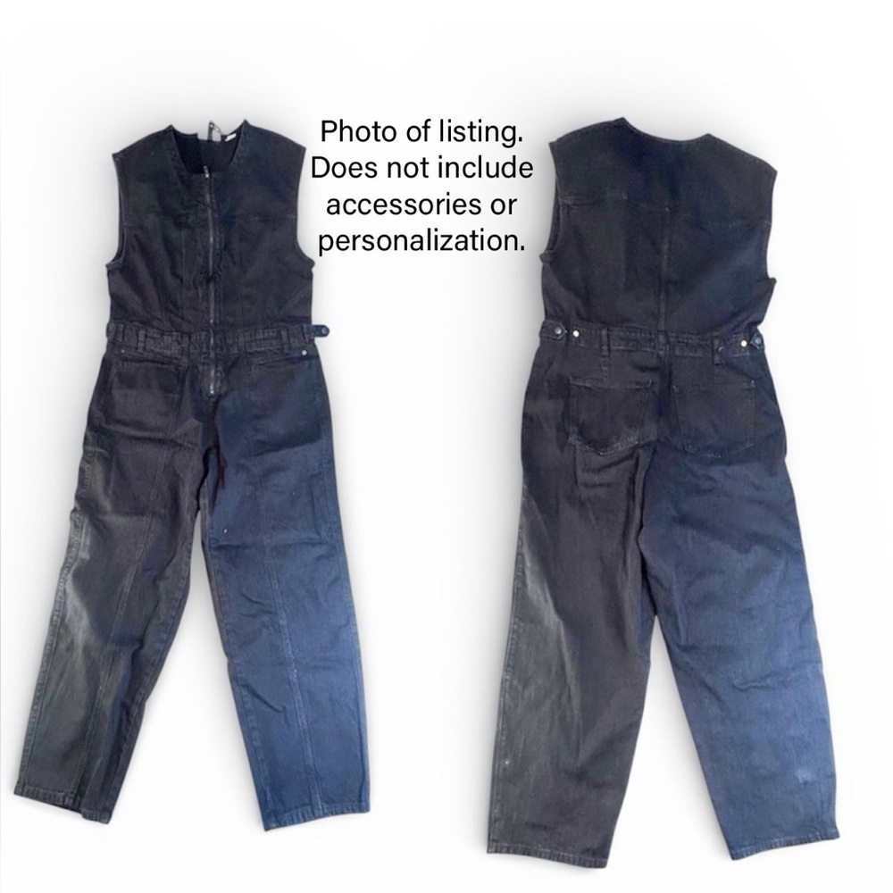 NWT Universal Thread Sleeveless Denim Jumpsuit Zip Front Coveralls Size 2 Black - Picture 3 of 14